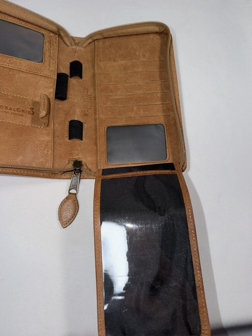 Day-timer Day Timer Daytimer Wallet Organizer Tan Leather Zip Around Coins